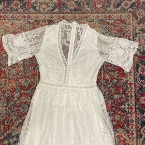 White Lace Detail Dress Size Medium